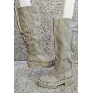 New Sam Edelman Larina Waterproof Leather Knee High Wellington Boots Women Sz 8M